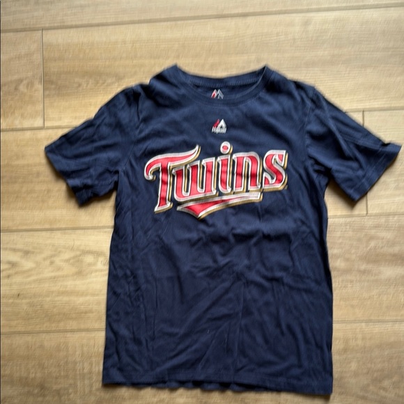 Majestic Kids Navy Twins T-Shirt - Picture 1 of 5